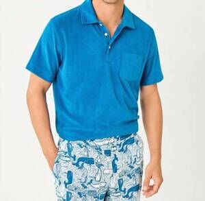 NEW LILLY PULITZER stuff harbor polo shirt in nassau blue